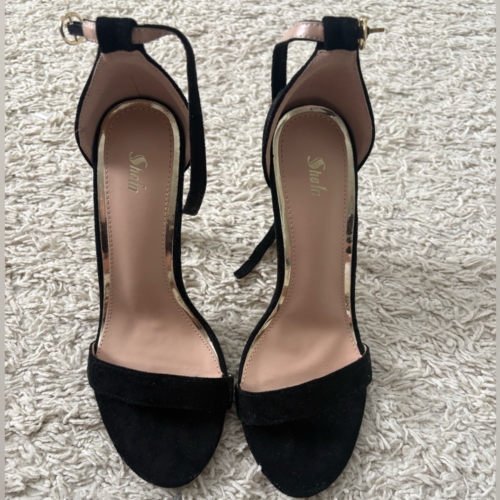 SHEIN Black Ankle Strap Heels